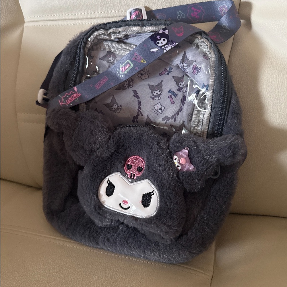 Gray Kids Kuromi Character Crossbody